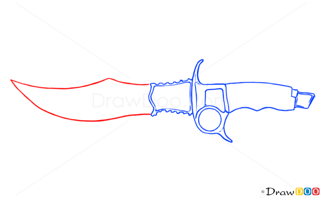 How to Draw Hunting Knife, Cold Arms