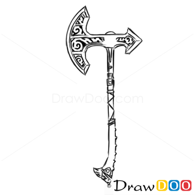 How to Draw Skyrim Game Axe, Cold Arms