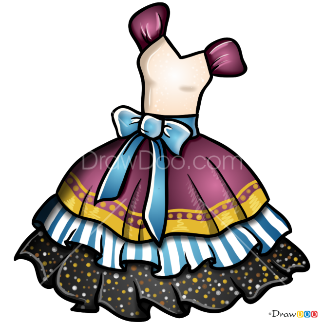 How to Draw Madeline Hatter Dress, Dolls Dress Up