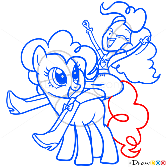 How to Draw Pinkie Pie Riding, Equestria Girls