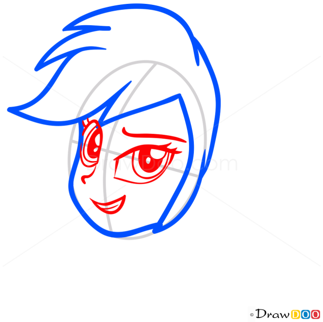 How to Draw Rainbow Dash Face, Equestria Girls
