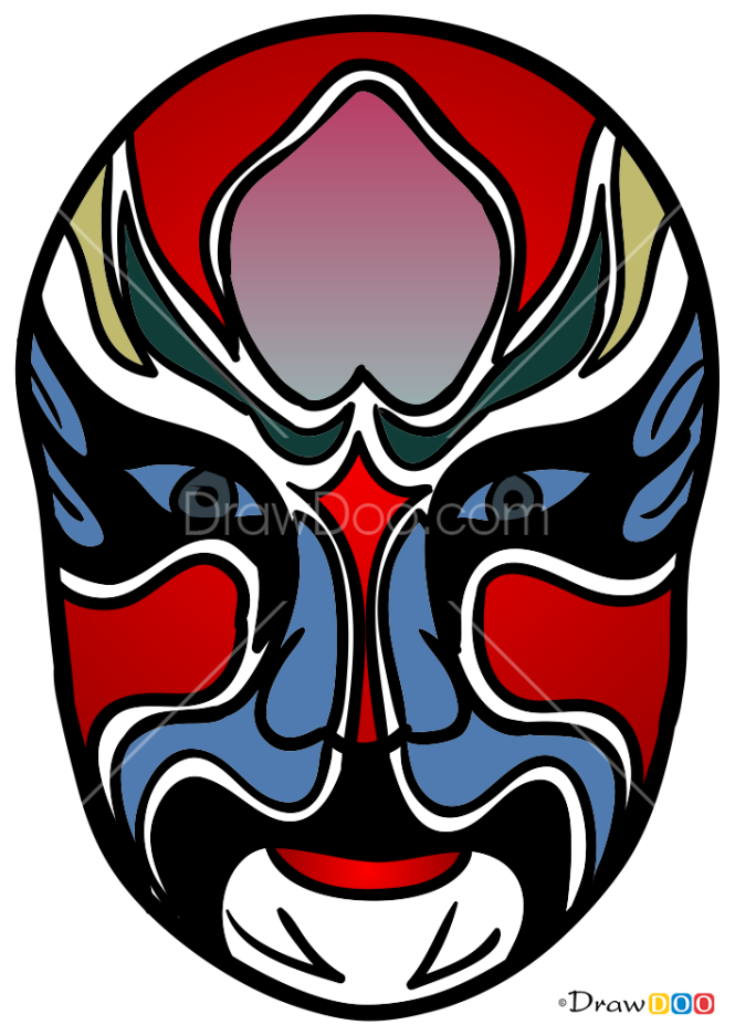 How to Draw Chinese Opera Mask, Face Masks