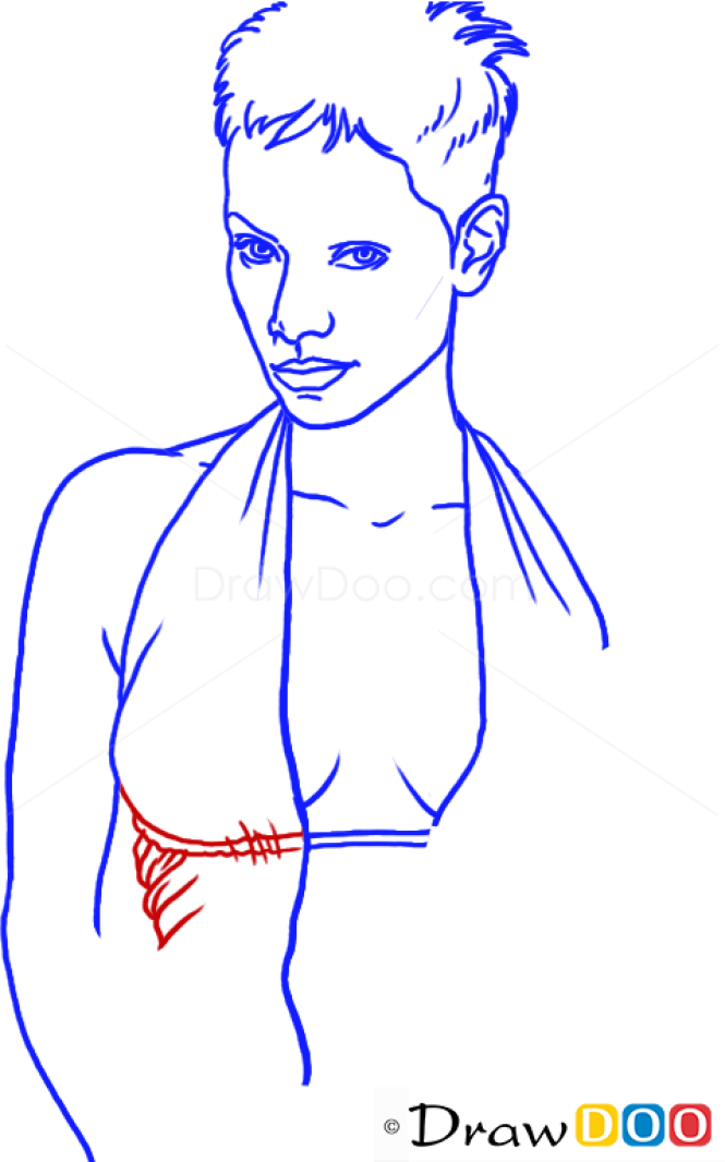 How to Draw Halle Berry, Famous Actors