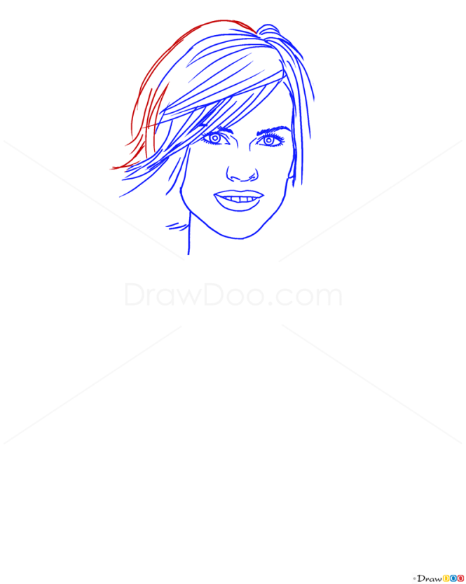 How to Draw Hilary Swank, Famous Actors