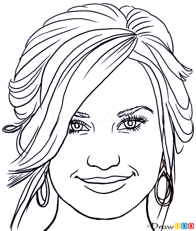 How to Draw Demi Lovato, Famous Singers