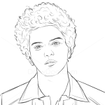 How to Draw Bruno Mars, Famous Singers