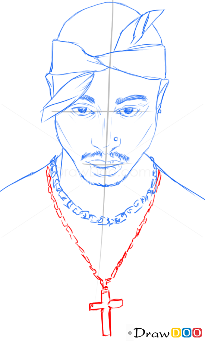 How to Draw Tupac Shakur, Famous Singers