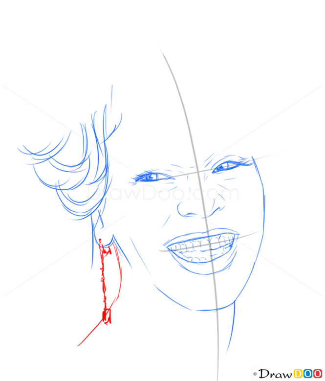 How to Draw Whitney Houston, Famous Singers