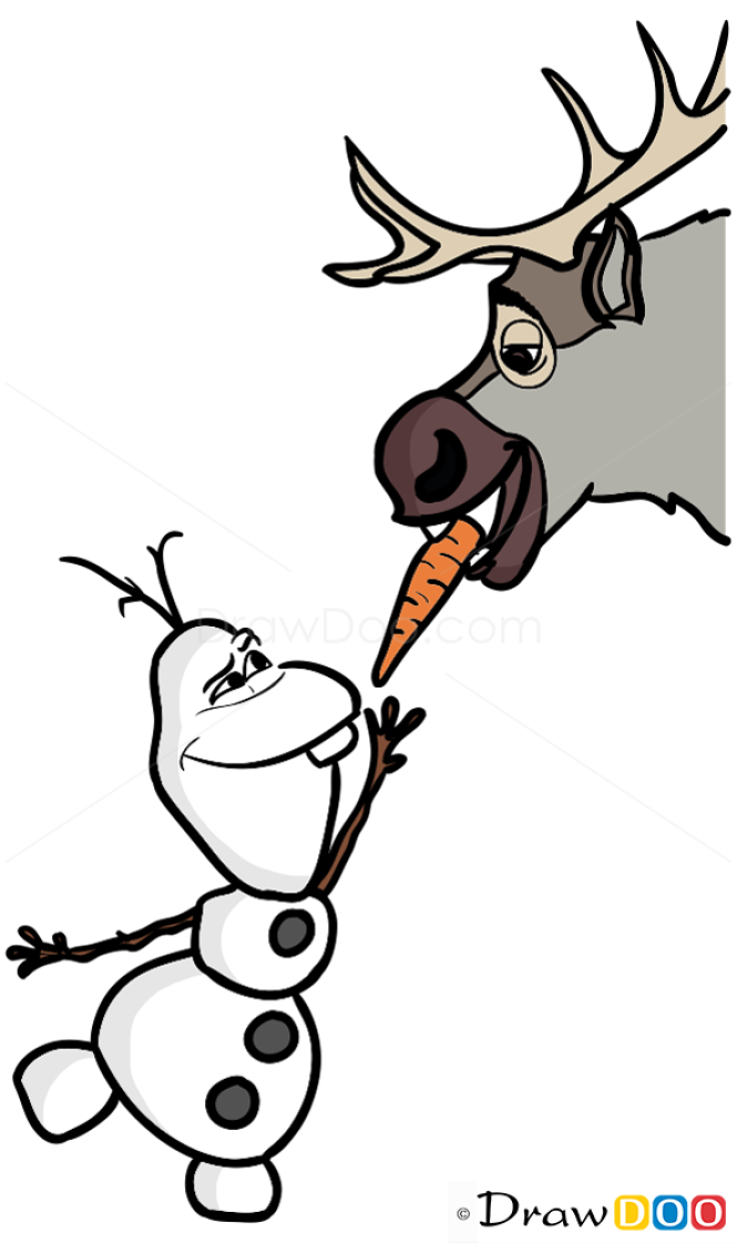 How to Draw Sven and Olaf, Frozen
