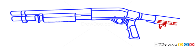 How to Draw Mossberg 590, Guns and Pistols