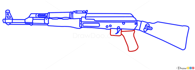 How to Draw AK-47, Guns and Pistols