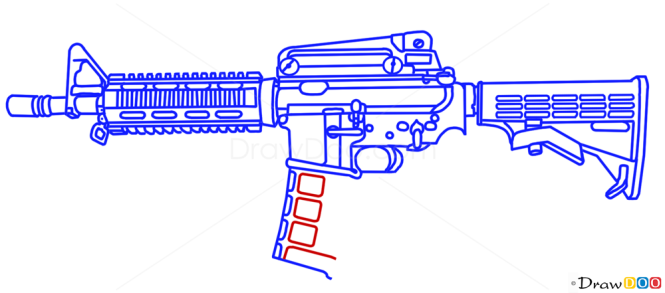 How to Draw Colt M4, Guns and Pistols