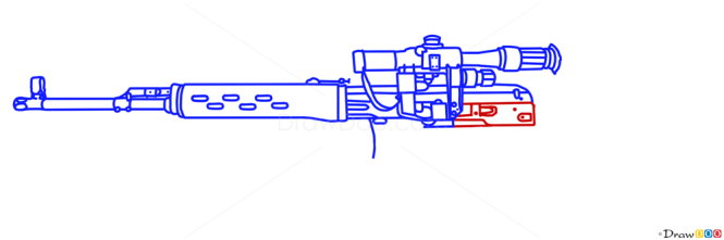 How to Draw SVD-S Dragunov, Guns and Pistols
