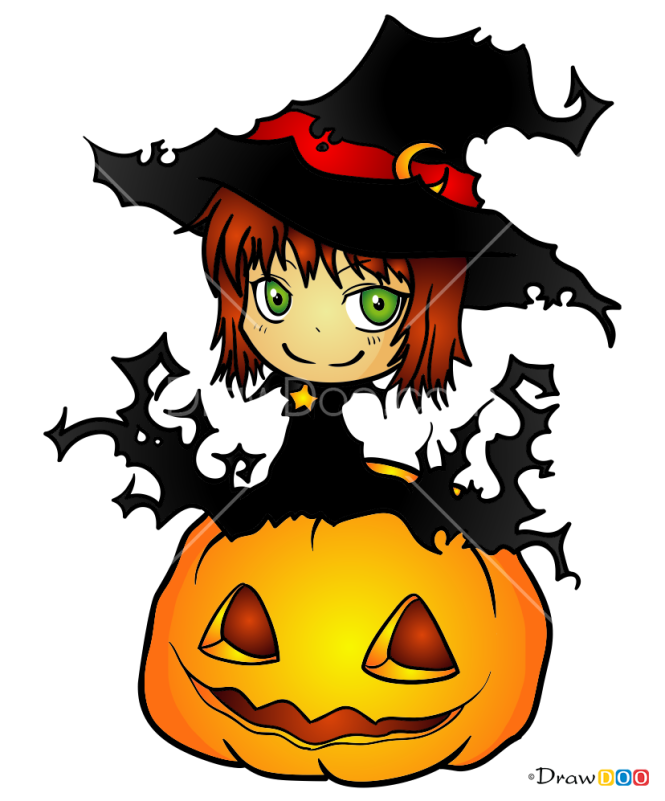 How to Draw Chibi Witch, Halloween