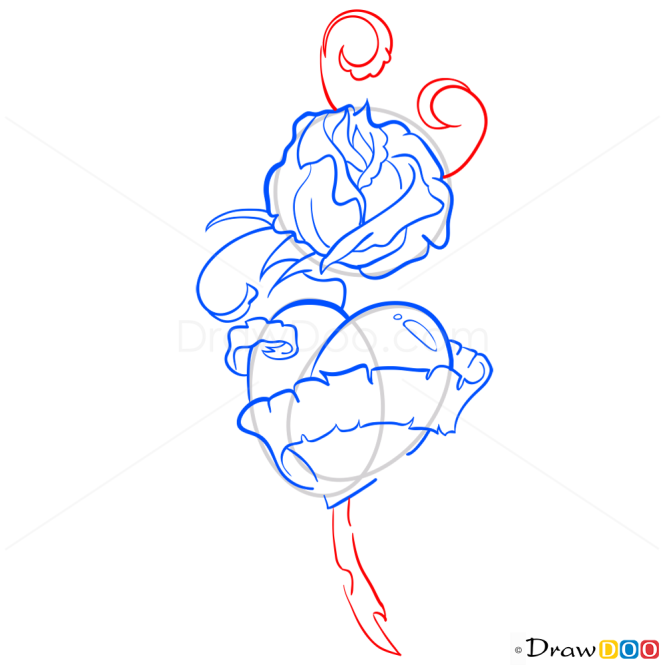 How to Draw Tattoo Rose, Hearts