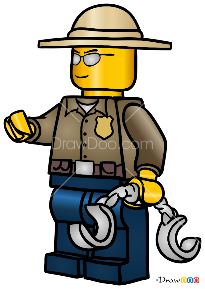 How to Draw Forest Police Officer, Lego City