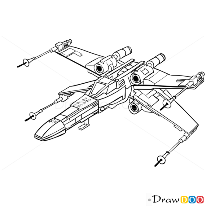 How to Draw X-Wing Starfighter, Lego Starwars