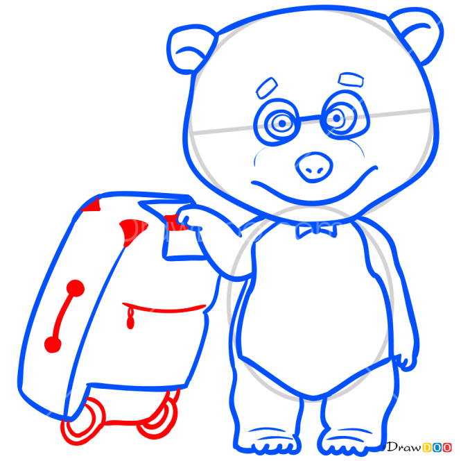 How to Draw Panda, Masha and The Bear