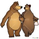 How to Draw Bear and She-Bear, Masha and The Bear