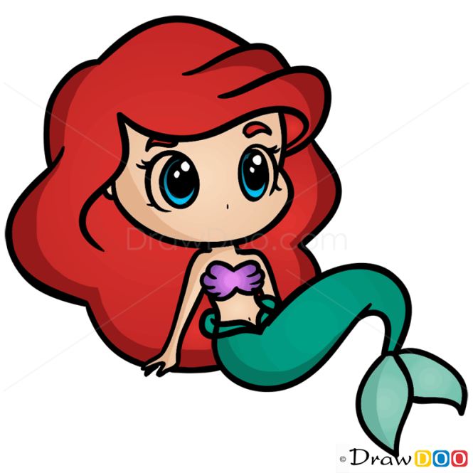 How to Draw Chibi Ariel, Mermaids