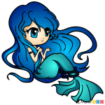 How to Draw Blue Haired Mermaid, Mermaids