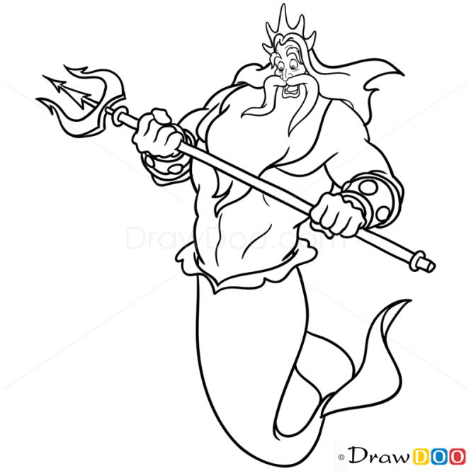 How to Draw King Triton, Mermaids