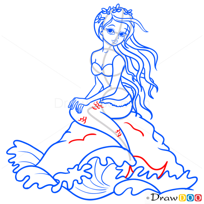 How to Draw Red Haired Mermaid, Mermaids
