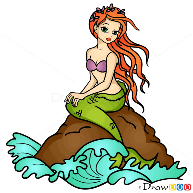 How to Draw Red Haired Mermaid, Mermaids