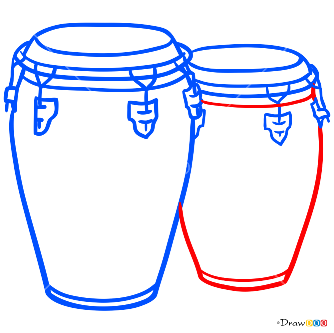 How to Draw Bongo Drums, Musical Instruments