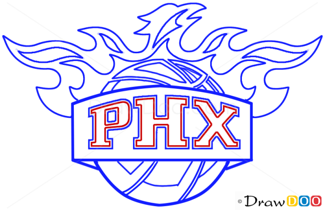 How to Draw Phoenix Suns, Basketball Logos