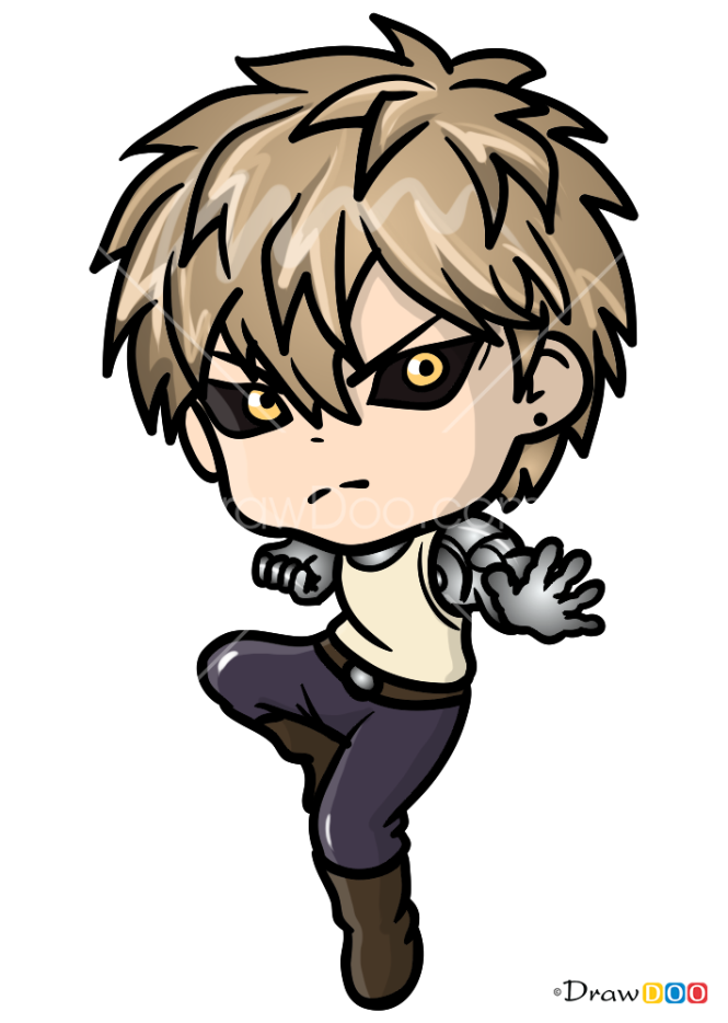 How to Draw Genos Chibi, One Punch Man