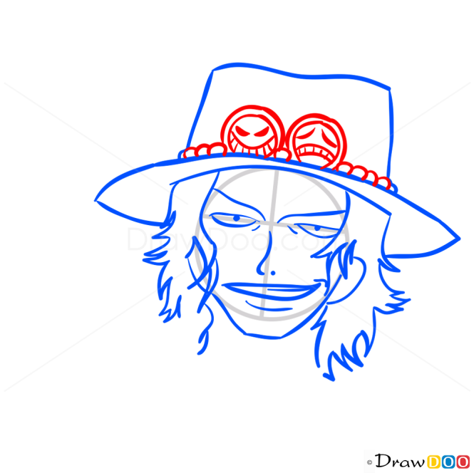 How to Draw Portgas D. Ace Face, One Piece