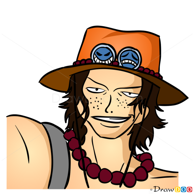How to Draw Portgas D. Ace Face, One Piece