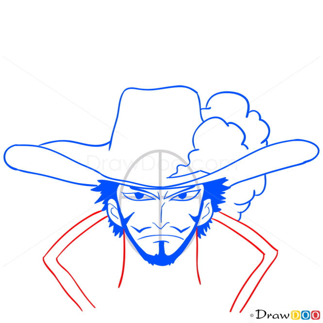 How to Draw Dracule Mihawk Face, One Piece