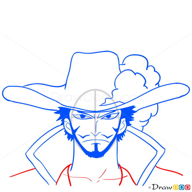 How to Draw Dracule Mihawk Face, One Piece