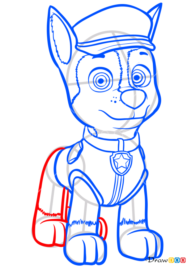How to Draw Chase, Paw Patrol