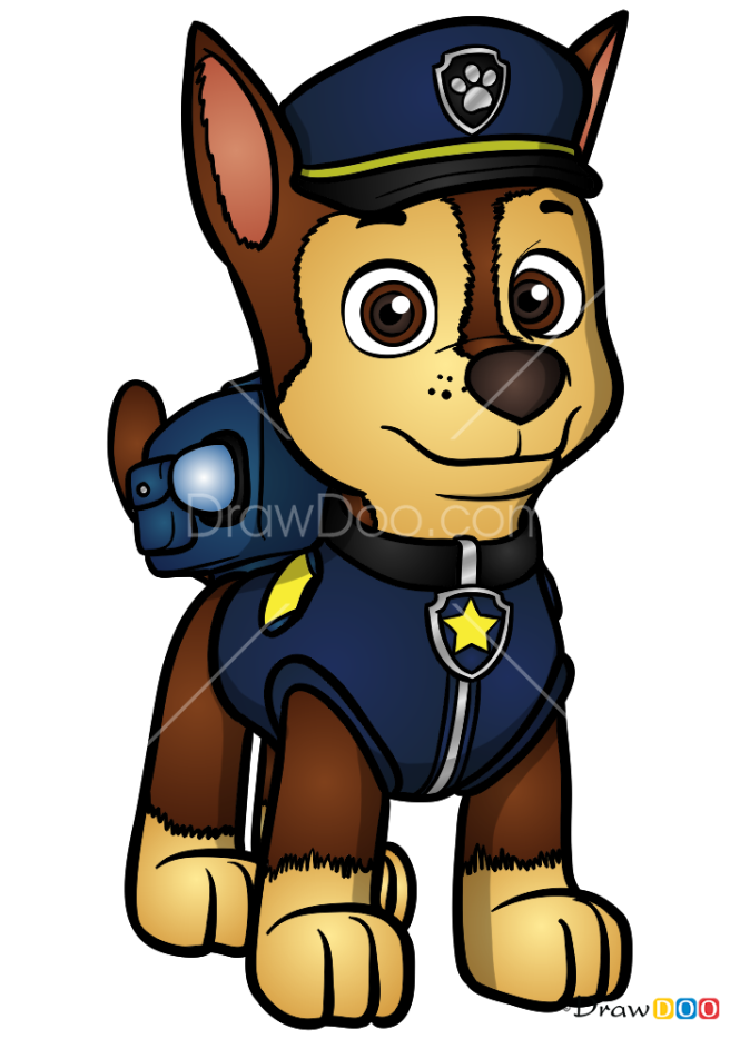 How to Draw Chase, Paw Patrol