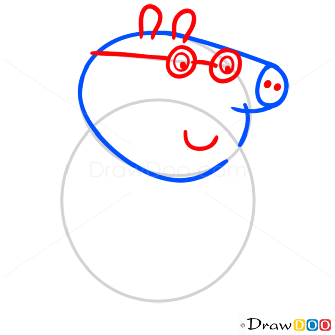 How to Draw Daddy Pig, Peppa Pig