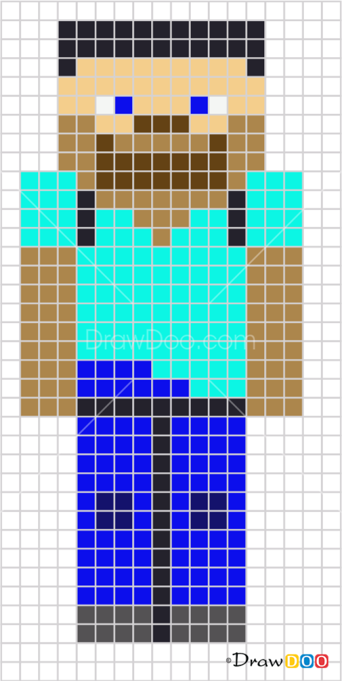 How to Draw Steve, Pixel Minecraft