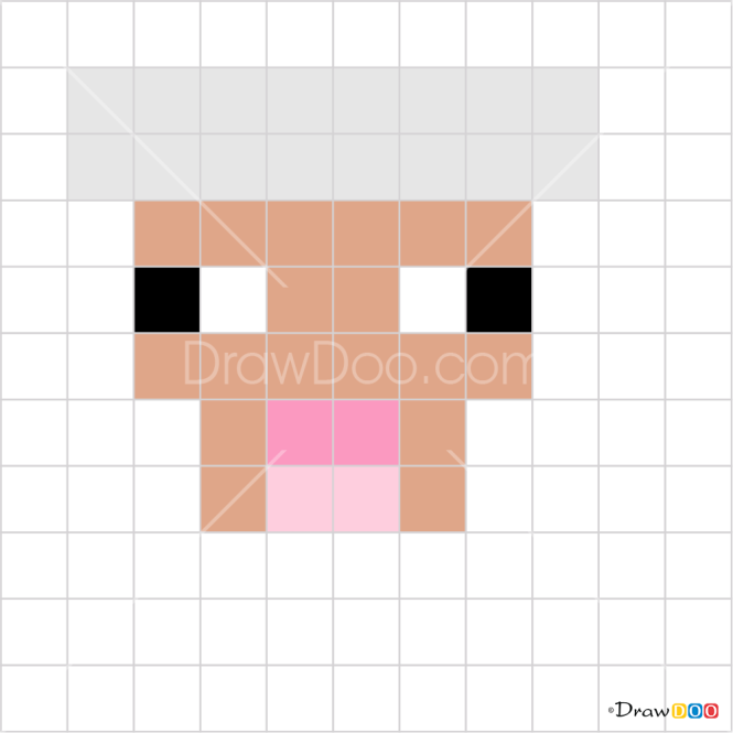 How to Draw Sheep Face, Pixel Minecraft