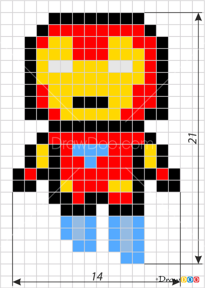 How to Draw Ironman, Pixel Superheroes