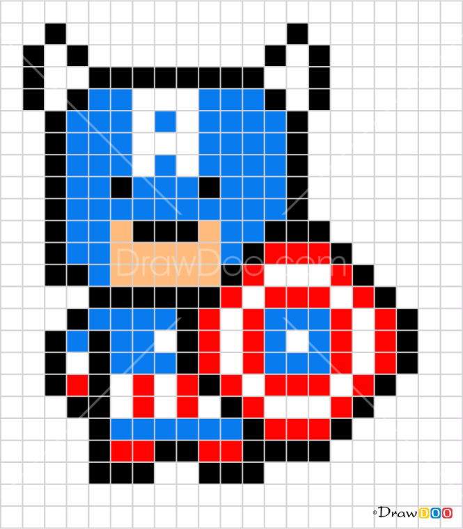 How to Draw Captain America, Pixel Superheroes
