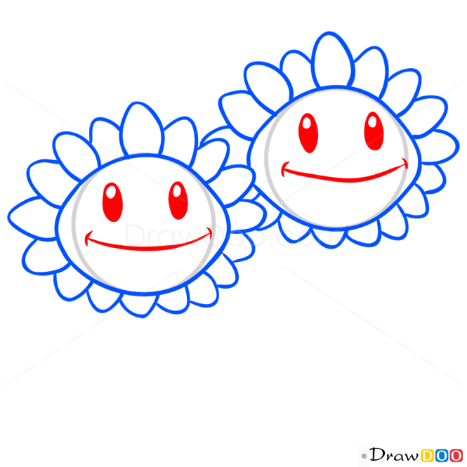 How to Draw Twin Sunflower, Plants vs Zombies