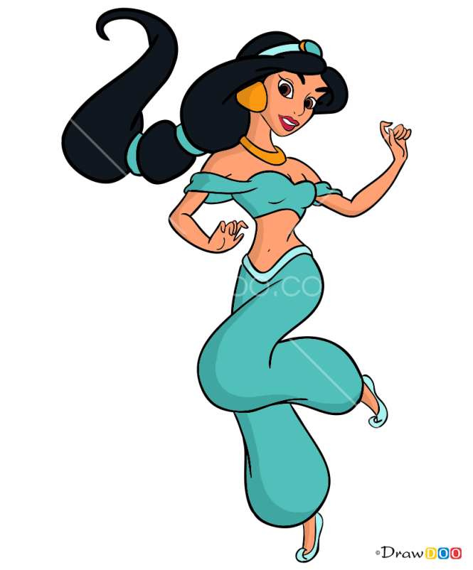 How to Draw Jasmine, Cartoon Princess