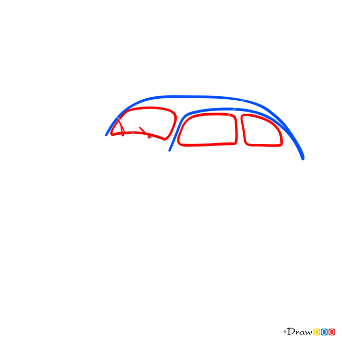 How to Draw Volkswagen Beetle 1960-1969, Retro Cars