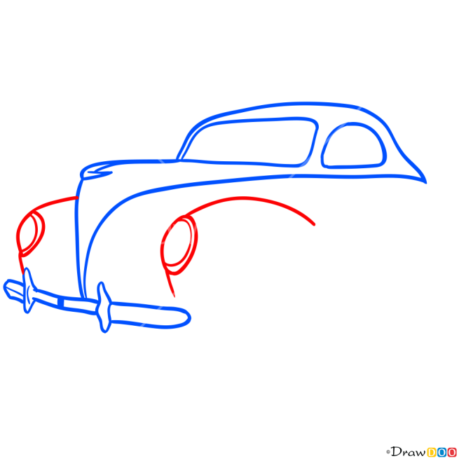 How to Draw Lincoln Zephyr 1936-1940, Retro Cars