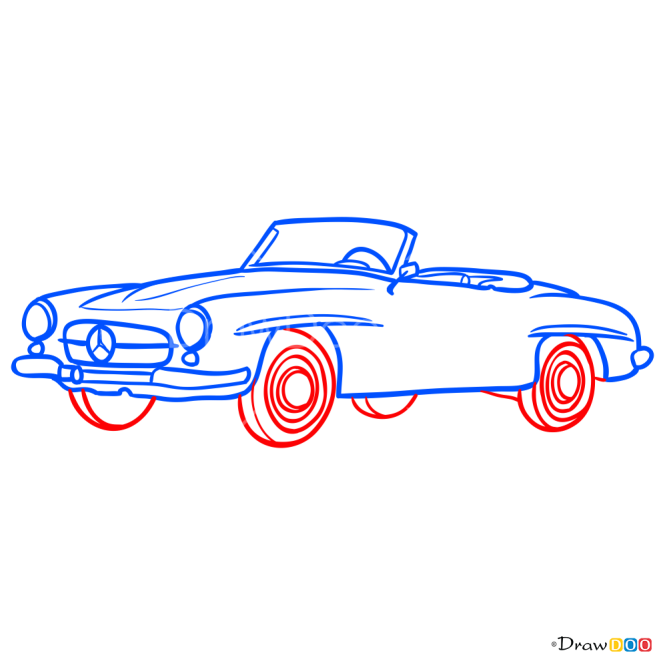 How to Draw Mercedes-Benz 190SL 1961, Retro Cars