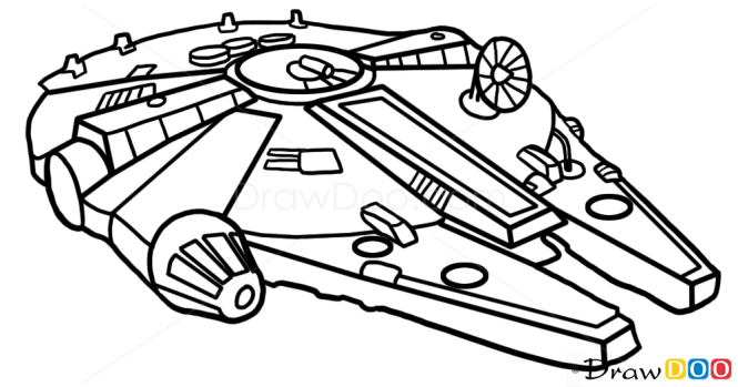How to Draw Millennium Falcon, Star Wars, Spaceships