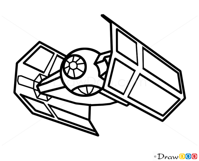 How to Draw Darth Vader TIE fighter, Star Wars, Spaceships