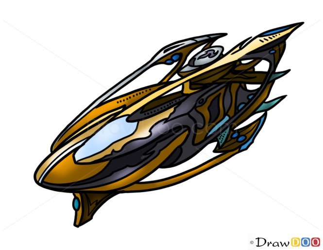How to Draw Protoss Carrier, StarCraft, Spaceships